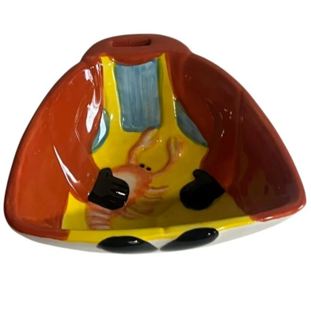 Ceramic Lobstahman Butter Bowl and Spreader Set Lobsterman Summer Clambake